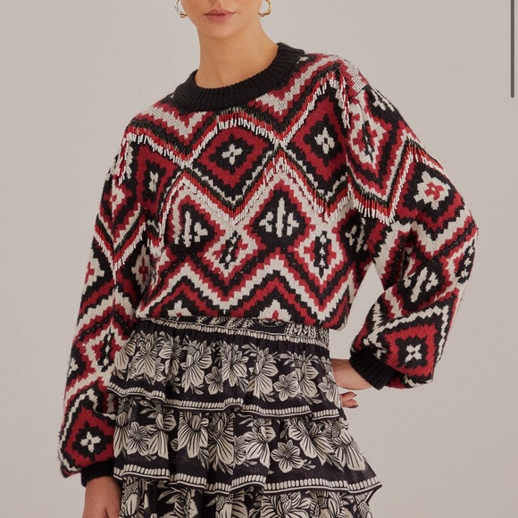 FARM Rio Sweaters - Farm Rio Rauti Beaded Knit Sweater